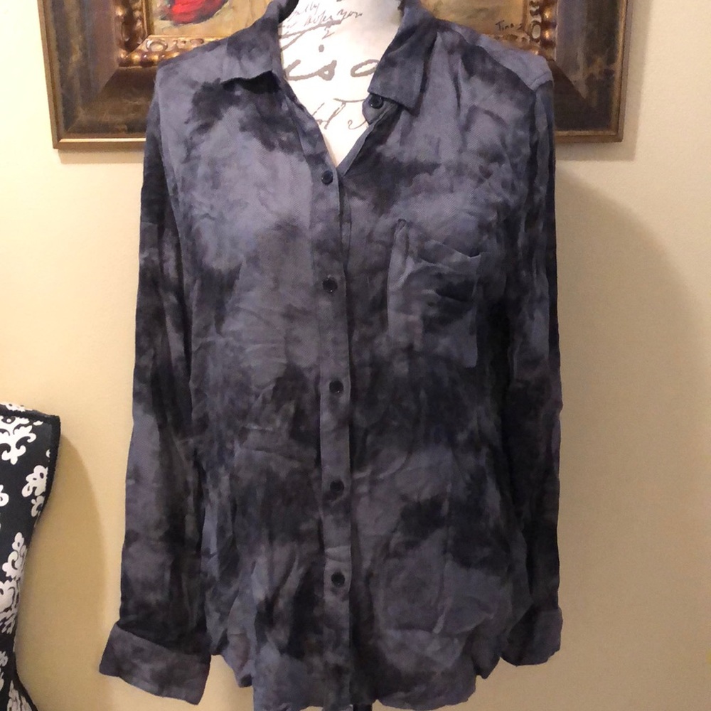 Rail Ultra Soft tie dye & chevron print button down bohemian long sleeve shirt